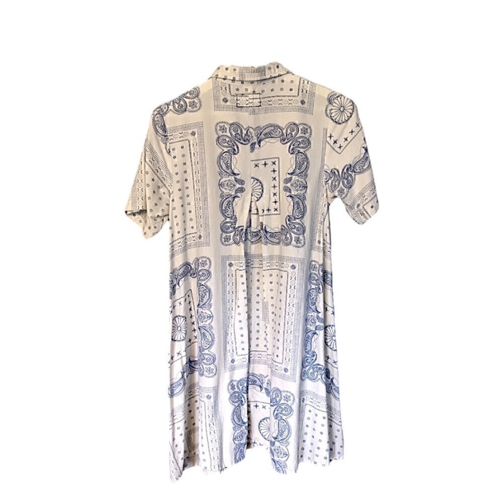 Current/Elliott ASOS Badass Bandana Rolled Sleeve Shirt Dress Button Down Small - Picture 5 of 7
